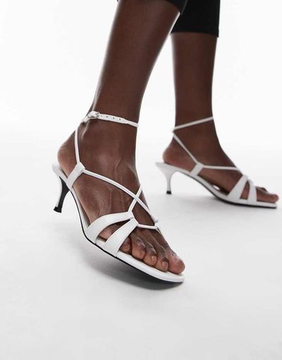 Mango Mango strappy kitten heels in white