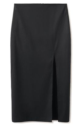 MANGO MANGO Stretch Linen & Cotton Blend Midi Skirt