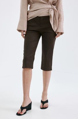 MANGO MANGO Stretch Linen & Cotton Capri Pants