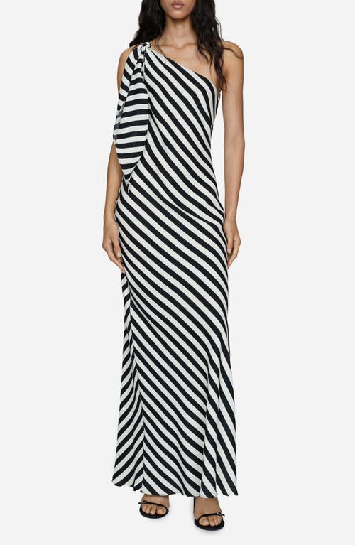 MANGO MANGO Stripe One-Shoulder Maxi Dress