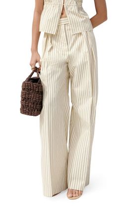 MANGO MANGO Stripe Pleate Straight Leg Pants