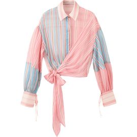 MANGO MANGO Stripe Tie Hem Shirt