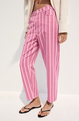 MANGO MANGO Striped High Waist Straight Leg Jeans