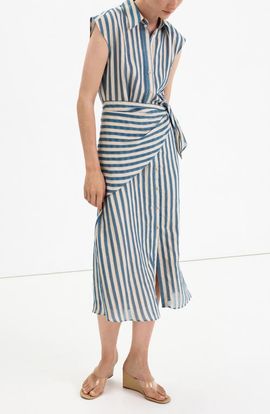 MANGO MANGO Striped Shirtdress with Sash