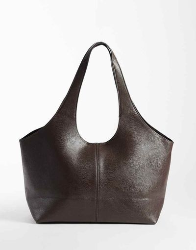 Mango Mango structured tote bag in chocolate-Brown
