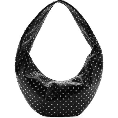MANGO MANGO Stud Detail Faux Leather Oval Shoulder Bag