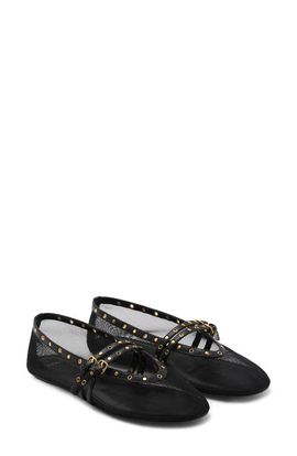 MANGO MANGO Studded Buckle Strap Mesh Ballet Flat