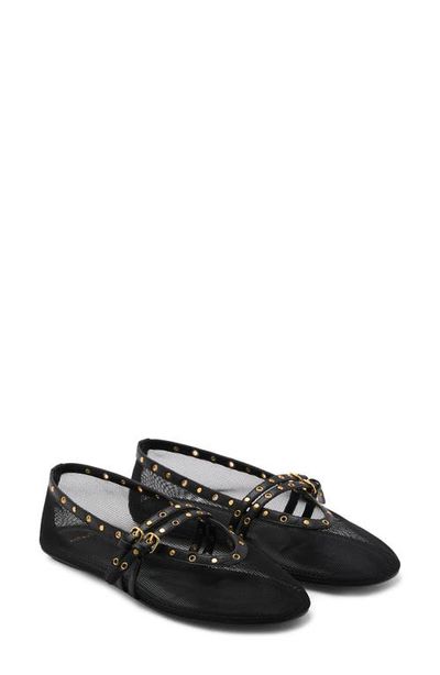 MANGO MANGO Studded Buckle Strap Mesh Ballet Flat
