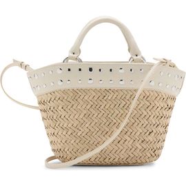 MANGO MANGO Studded Raffia Bucket Bag
