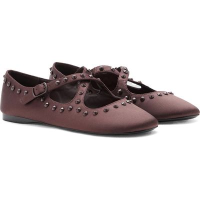 MANGO MANGO Studded Satin Mary Jane Flat