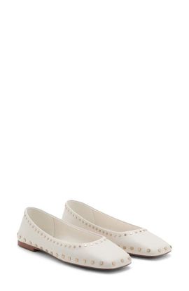 MANGO MANGO Studded Square Toe Faux Leather Ballet Flat