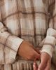 Mango Mango Stut high neck long sleeve blouse set in cream check print-Brown - 2