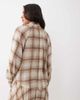 Mango Mango Stut high neck long sleeve blouse set in cream check print-Brown - 4