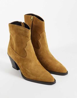 Mango Mango suede ankle boots in tan-Brown