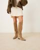 Mango Mango suede knee high flat boots in tan-Brown - 1