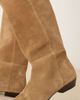 Mango Mango suede knee high flat boots in tan-Brown - 3