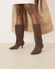Mango Mango suede pointed heeled boots in dark brown - 1