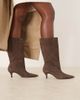 Mango Mango suede pointed heeled boots in dark brown - 2