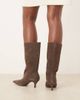 Mango Mango suede pointed heeled boots in dark brown - 4