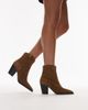 Mango Mango suede pointed toe heeled western ankle boots in caramel-Brown - 2
