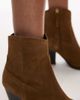 Mango Mango suede pointed toe heeled western ankle boots in caramel-Brown - 3