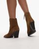 Mango Mango suede pointed toe heeled western ankle boots in caramel-Brown - 4