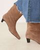 Mango Mango suede square toe low heeled boots in mocha-Brown - 2