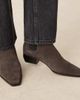 Mango Mango suede square toe low heeled western ankle boots in gray - 3