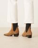 Mango Mango suede square toe low heeled western ankle boots in latte-Brown - 2