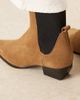 Mango Mango suede square toe low heeled western ankle boots in latte-Brown - 3