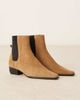 Mango Mango suede square toe low heeled western ankle boots in latte-Brown - 4