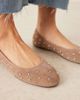 Mango Mango suede studded flat shoes in caramel-Brown - 2
