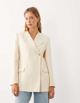 Mango Mango tailored blazer in butter yellow