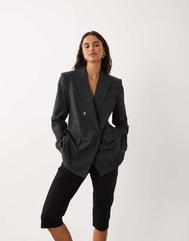 Mango Mango tailored blazer in gray plaid