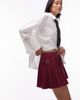 Mango Mango tailored pleated mini skirt with adjustable waist in burgundy - 1