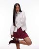 Mango Mango tailored pleated mini skirt with adjustable waist in burgundy - 3