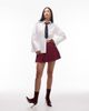 Mango Mango tailored pleated mini skirt with adjustable waist in burgundy - 4