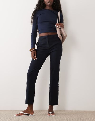 Mango Mango tailored slim pants in navy