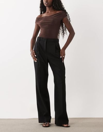 Mango Mango tailored straight leg pants in black