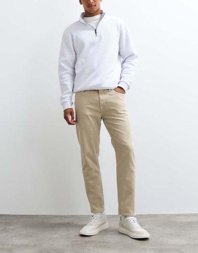 Mango Mango tapered jeans in beige-Neutral