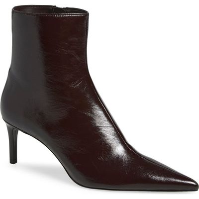MANGO MANGO Tea Faux Leather Pointed Toe Ankle Bootie