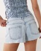 Mango Mango Teen 100% cotton denim micro shorts in bleach wash-Blue - 3