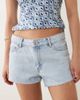 Mango Mango Teen 100% cotton denim micro shorts in bleach wash-Blue - 4