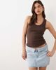 Mango Mango Teen 100% cotton folded waist denim mini skirt in bleach wash-Blue - 1