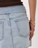 Mango Mango Teen 100% cotton folded waist denim mini skirt in bleach wash-Blue - 4