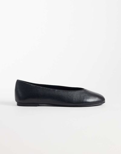 Mango Mango Teen 100% leather ballet flats in black