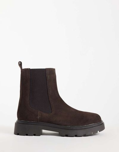Mango Mango Teen 100% leather suede moto boot in brown