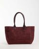 Mango Mango Teen 100% leather suede tote bag in burgundy-RED - 1