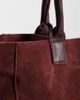Mango Mango Teen 100% leather suede tote bag in burgundy-RED - 3
