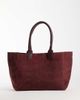 Mango Mango Teen 100% leather suede tote bag in burgundy-RED - 4